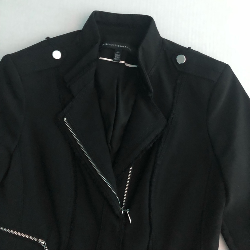 ⭐️NEW⭐️White House Black Market Black  Asymmetrical Zip Moto BikerJacket Blazer - Picture 4 of 13